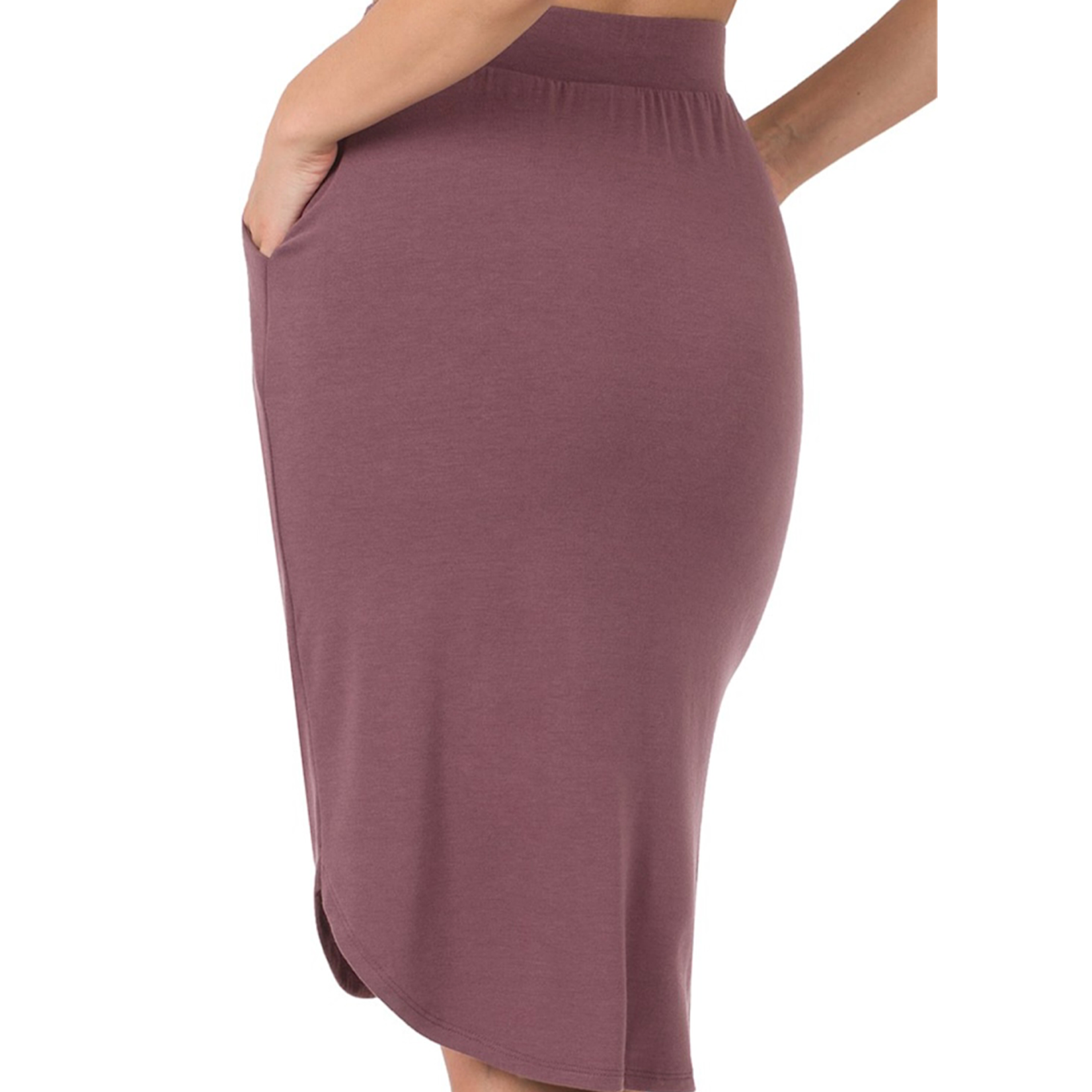 Eggplant Tulip Hem Skirt W Side Pockets