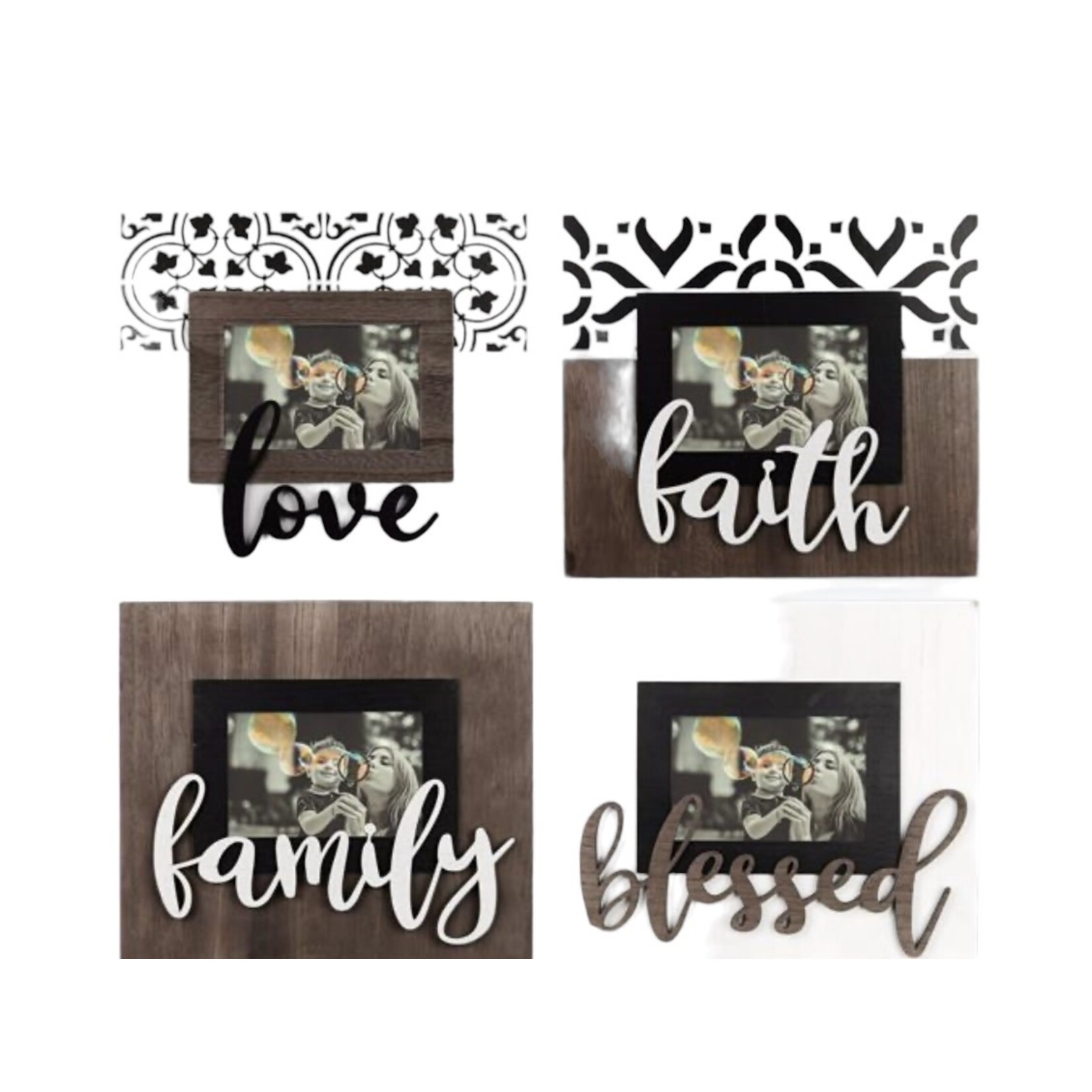 Wood 4x6 Photo Frame with Lift Letters
