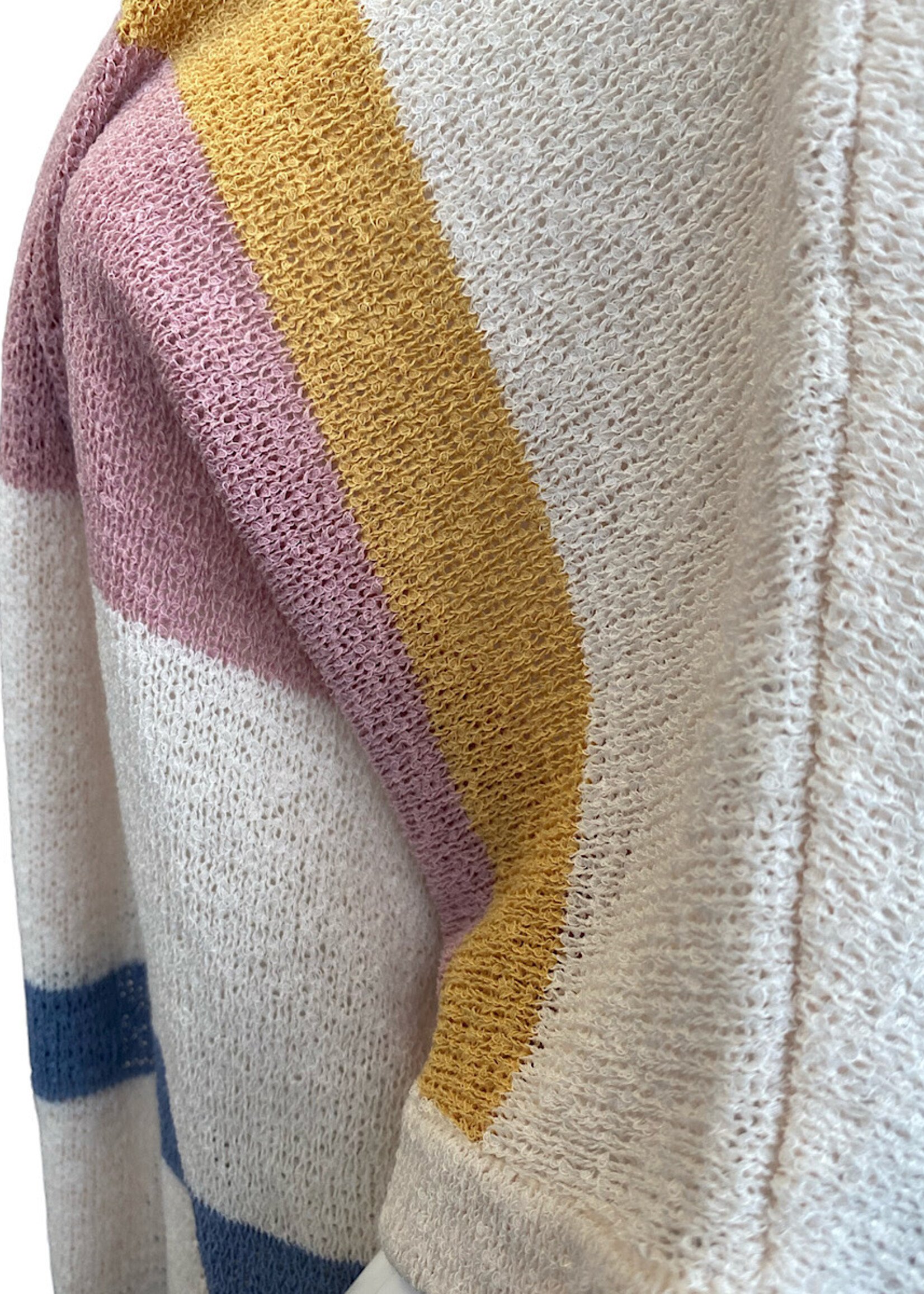 Off White/Blue Lightweight Multi Stripe Sweater Cardigan