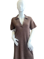 Chocolate Knit Collared Midi Dress
