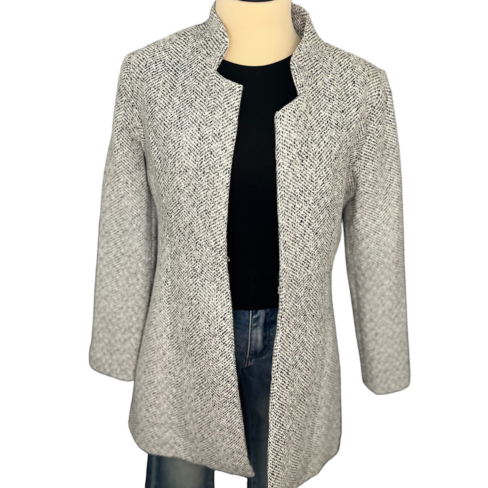 Heather Grey Mix Open Front Jacket