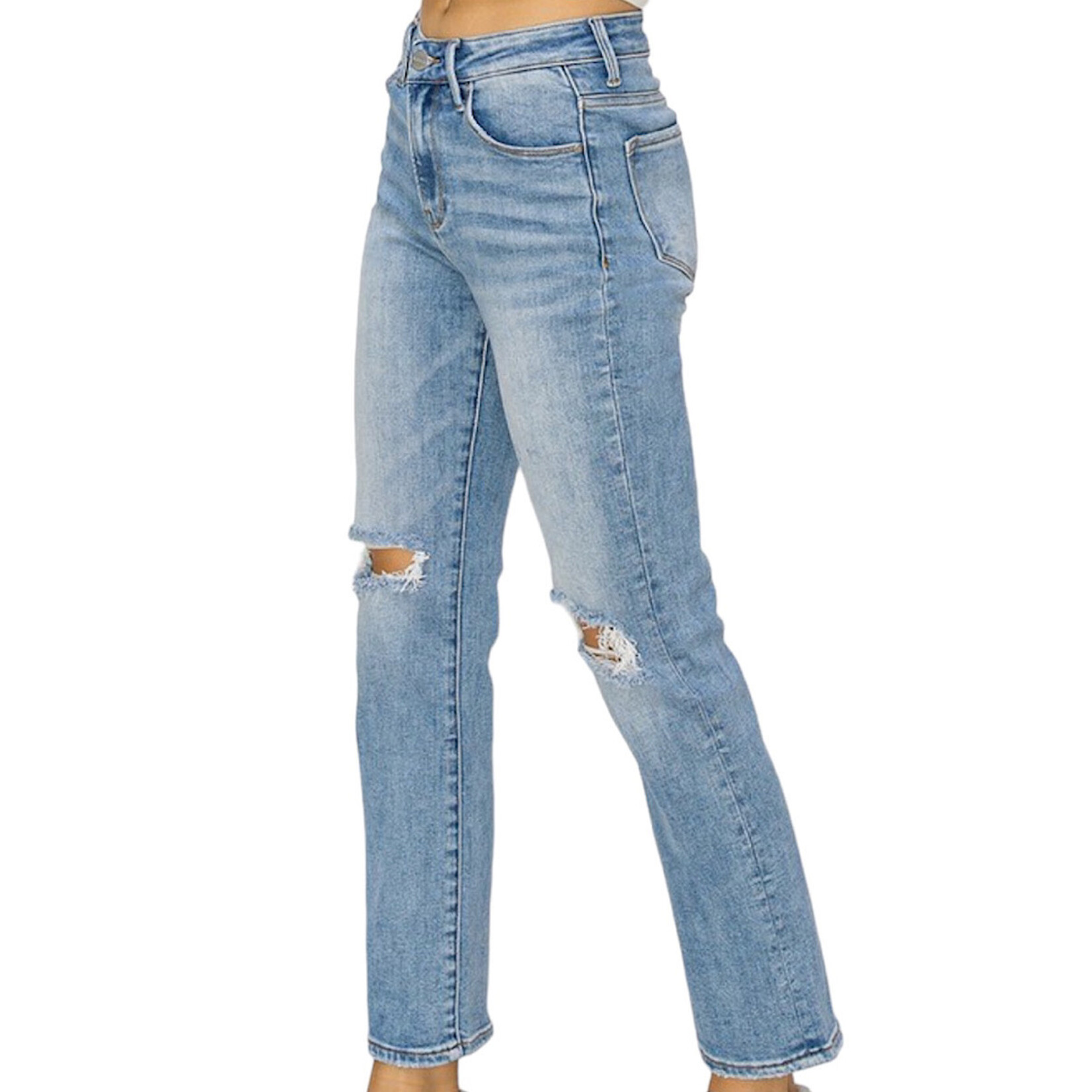 RISEN RDP5686 Medium High Rise Ankle Slim Straight Jeans