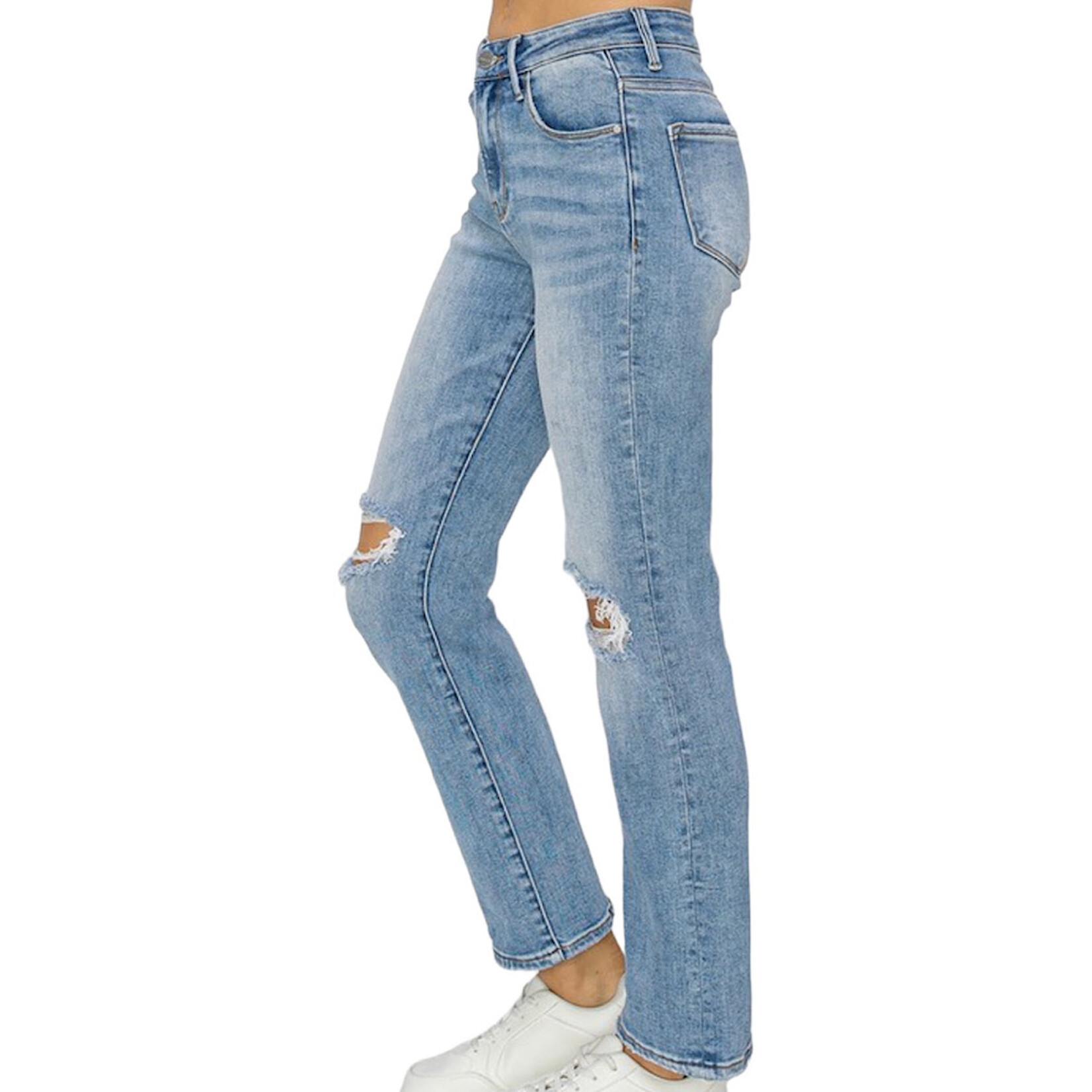 RISEN RDP5686 Medium High Rise Ankle Slim Straight Jeans