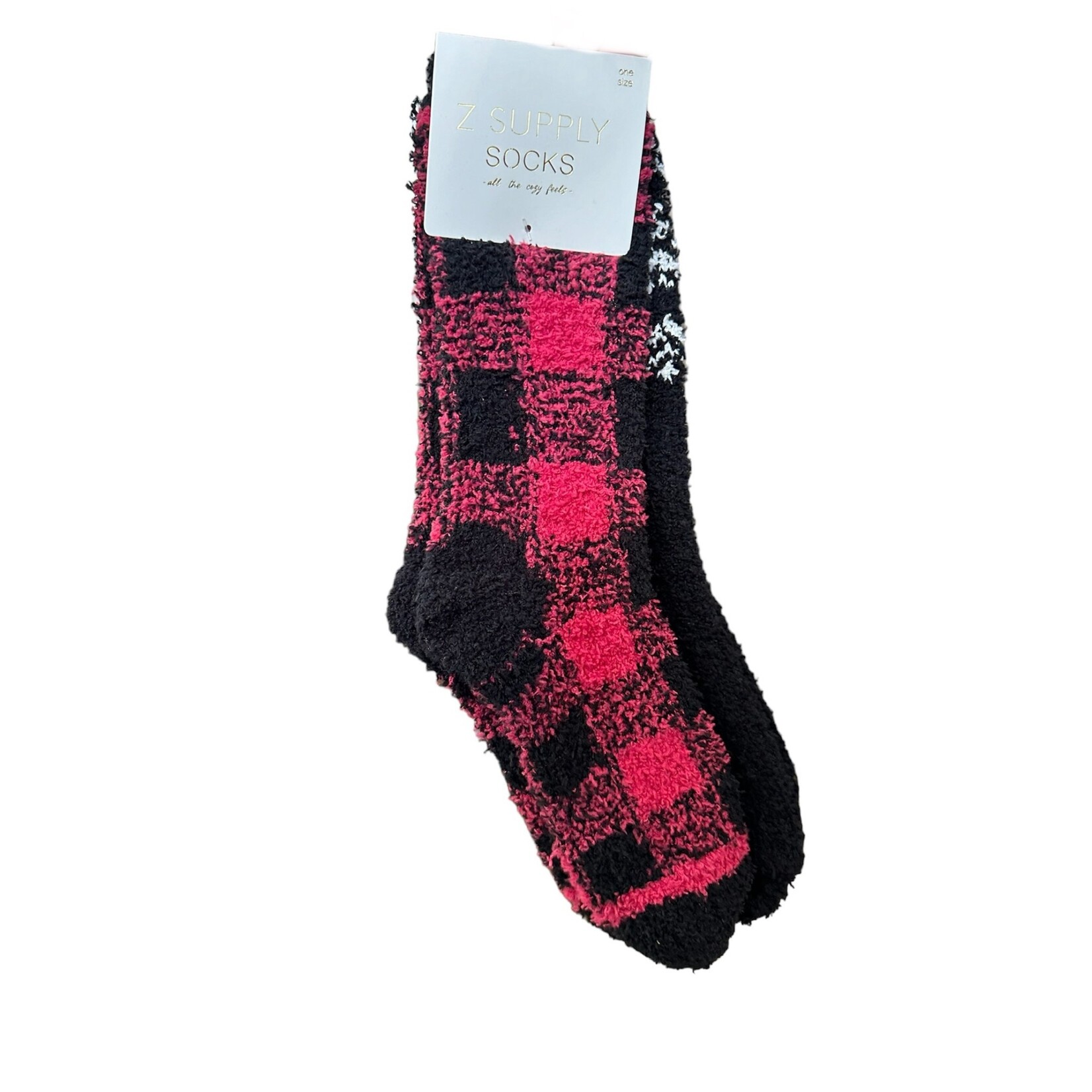 Z supply 2-Pack Checked Plush Socks Black