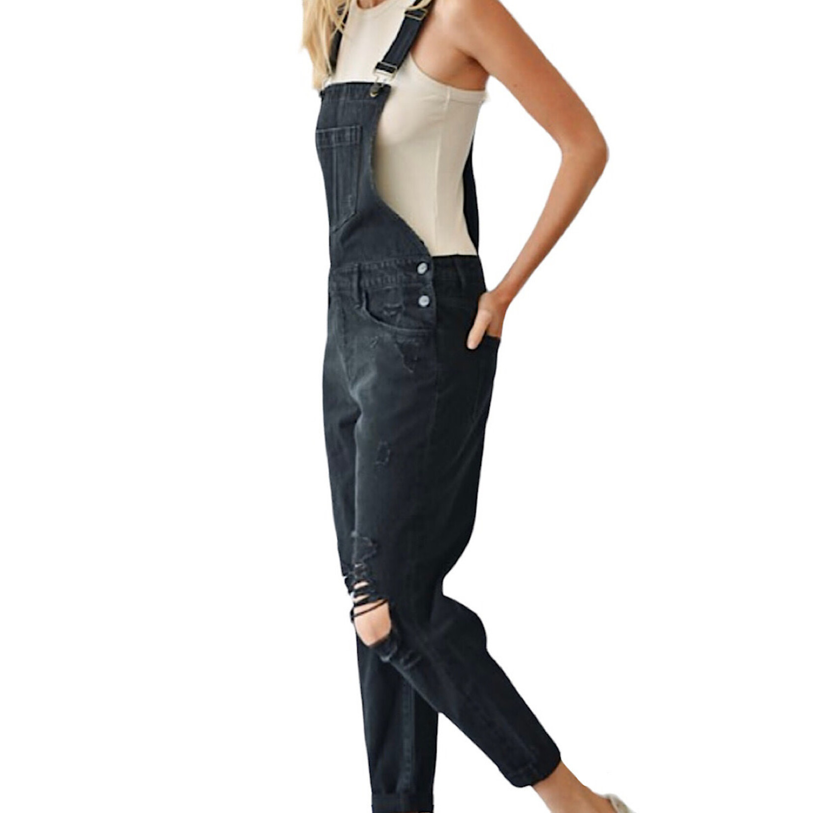 Mica Denim Mica Black Boyfriend Overalls MDPV214