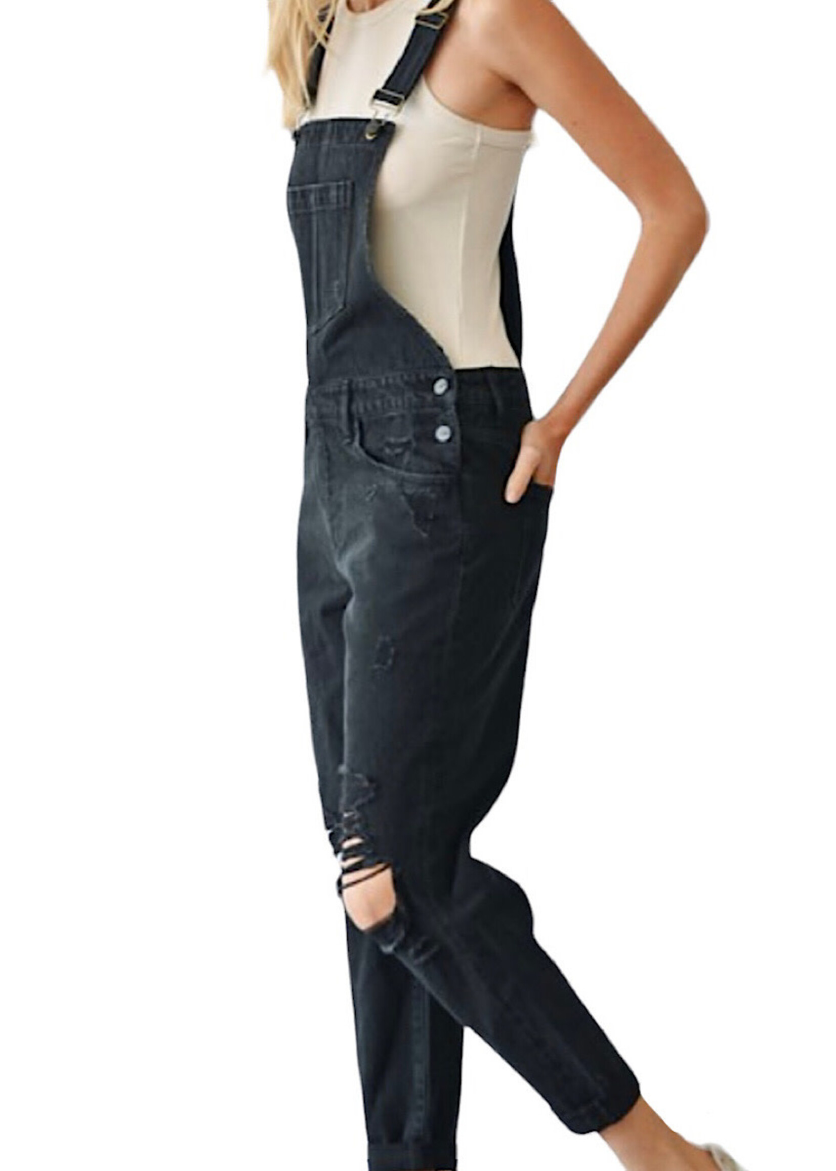 Mica Denim Mica Black Boyfriend Overalls MDPV214
