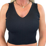 Black Ribbed Knit Tank Top