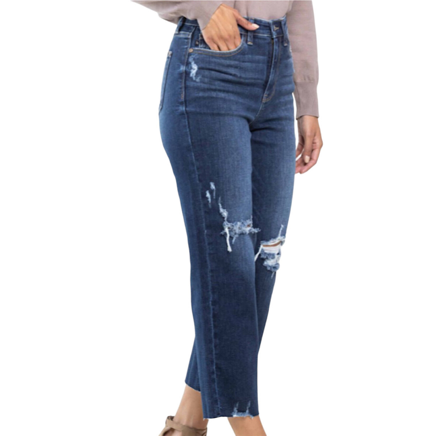 Judy Blue Judy Blue Dark H/W Knee Destroy Crop Wide Leg JB82593