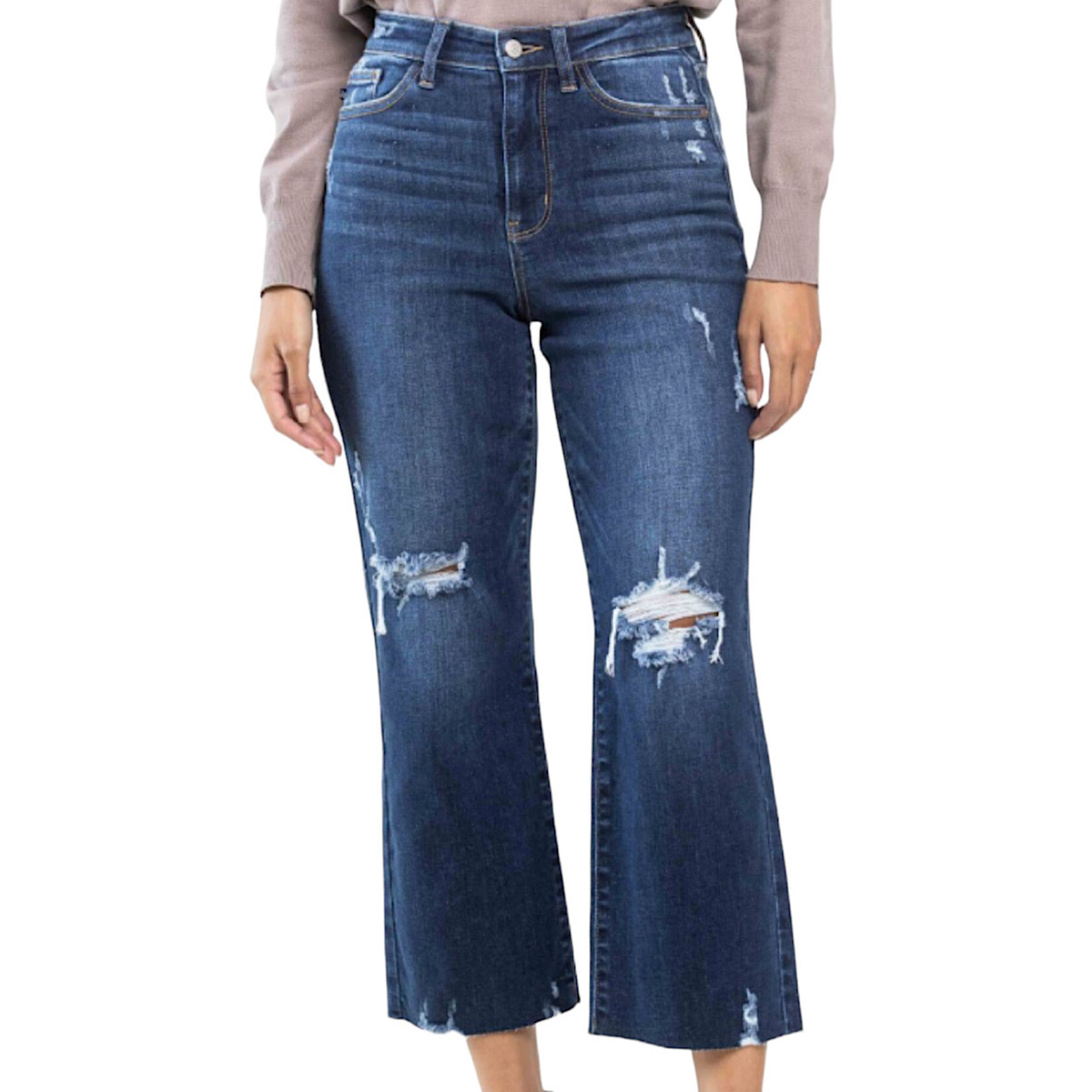 Judy Blue Judy Blue Dark H/W Knee Destroy Crop Wide Leg JB82593