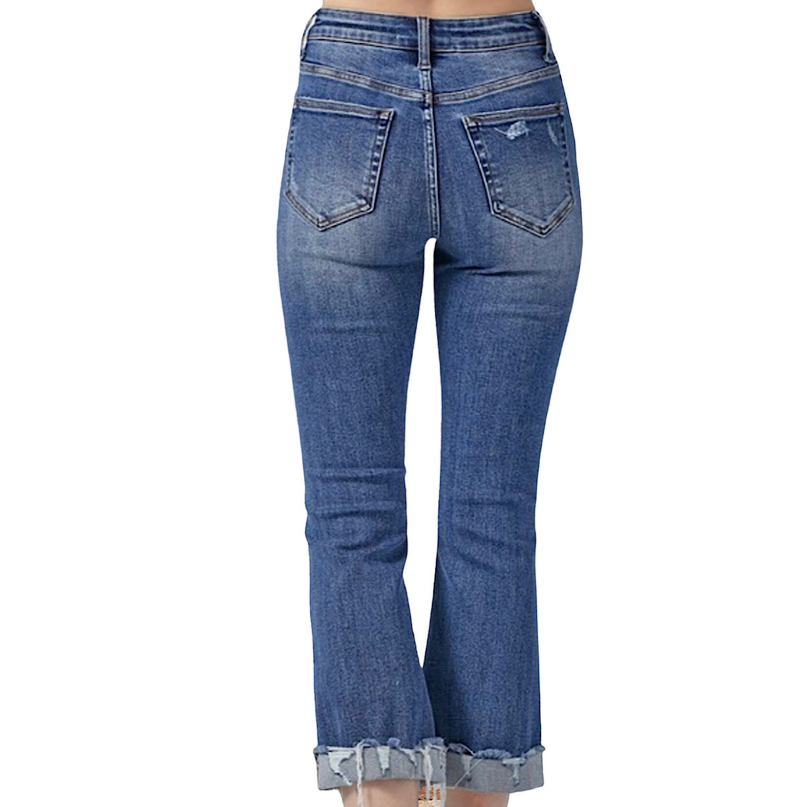 Risen Medium Distressed Ankle Bootcut with Cuff Jeans RDP1481