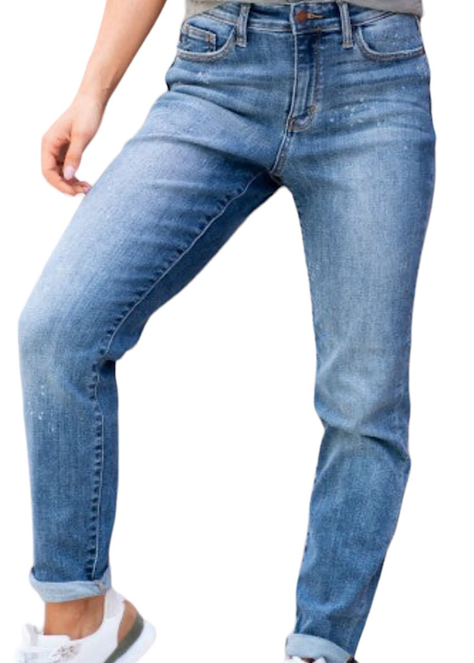 Judy Blue Judy Blue JB82346dk High Rise Bleach Splash Boyfriend