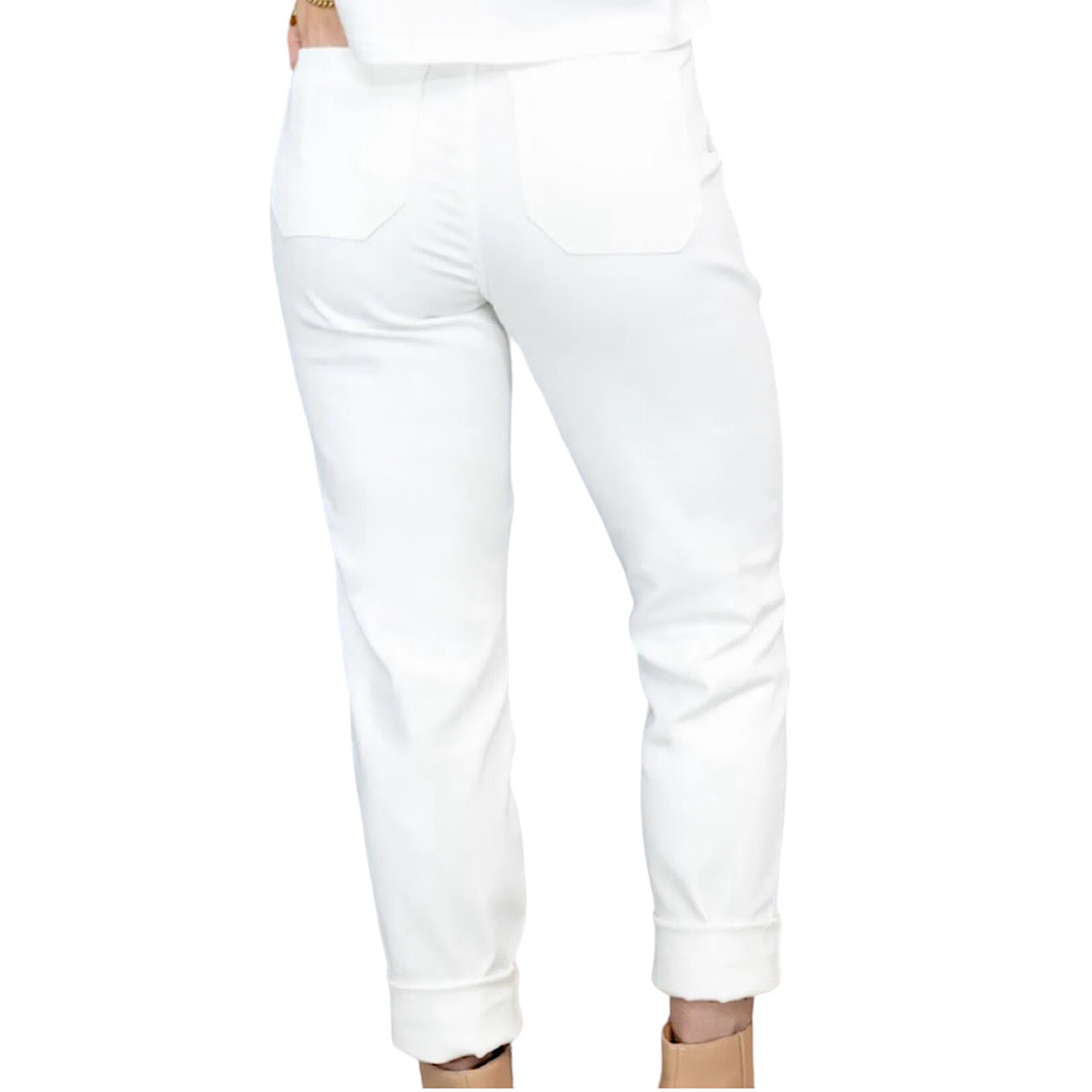 Judy Blue JB88812 White H/W Garment Dyed Cuffed Jogger