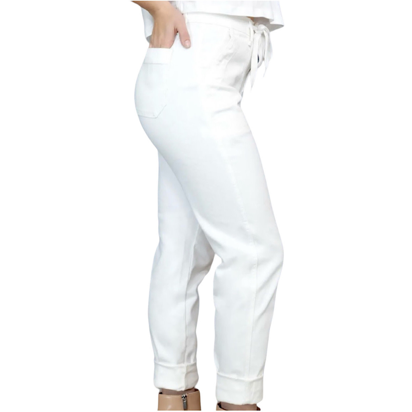 Judy Blue JB88812 White H/W Garment Dyed Cuffed Jogger