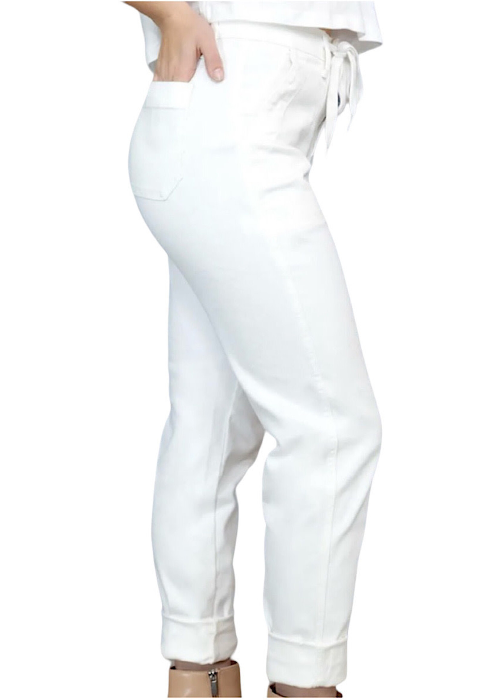 Judy Blue JB88812 White H/W Garment Dyed Cuffed Jogger