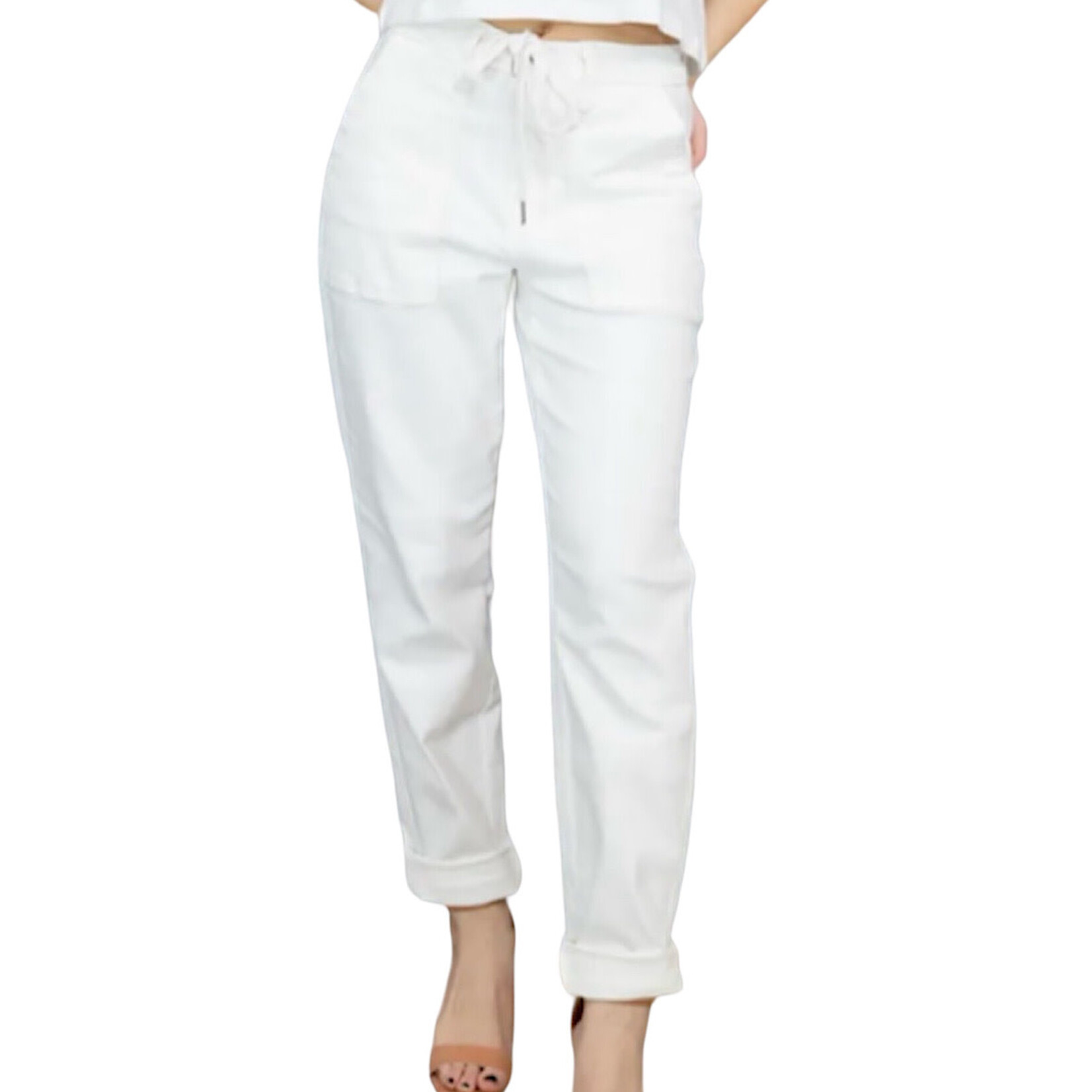 Judy Blue JB88812 White H/W Garment Dyed Cuffed Jogger