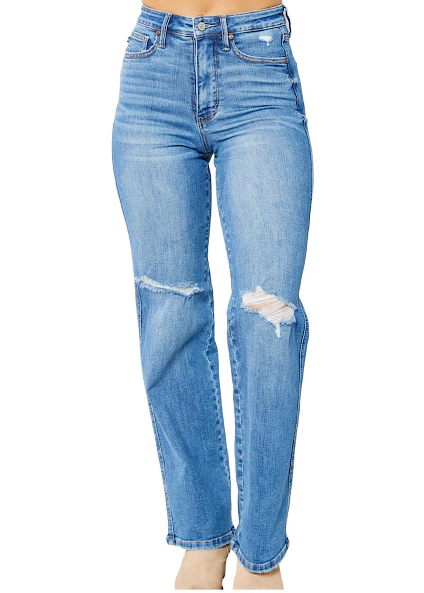 Judy Blue High Waist Garment Dyed Sea Green Dad Denim Jeans
