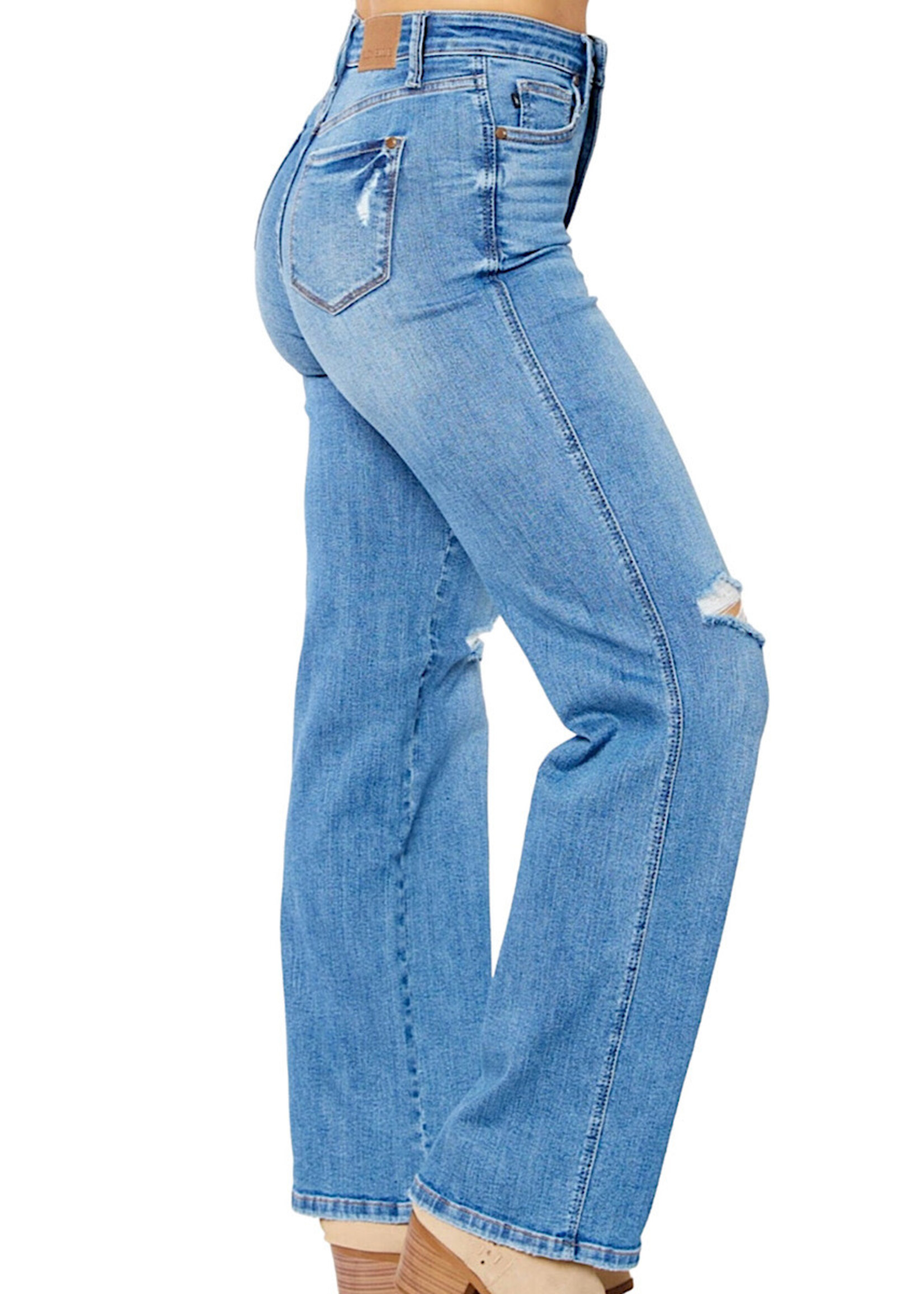 Judy Blue High Waist Garment Dyed Sea Green Dad Denim Jeans