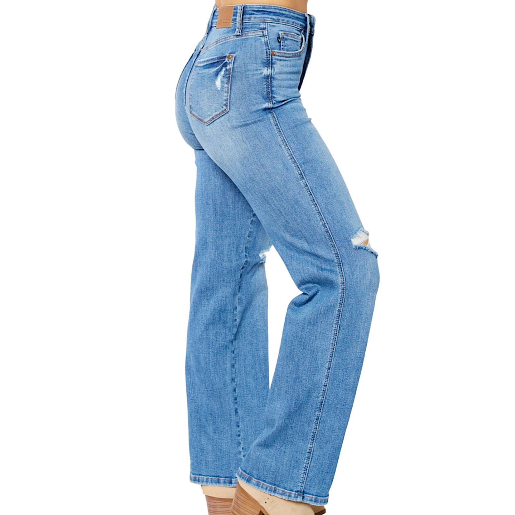 Judy Blue JB88785PL H/W Tummy Control Knee Destroy Straight