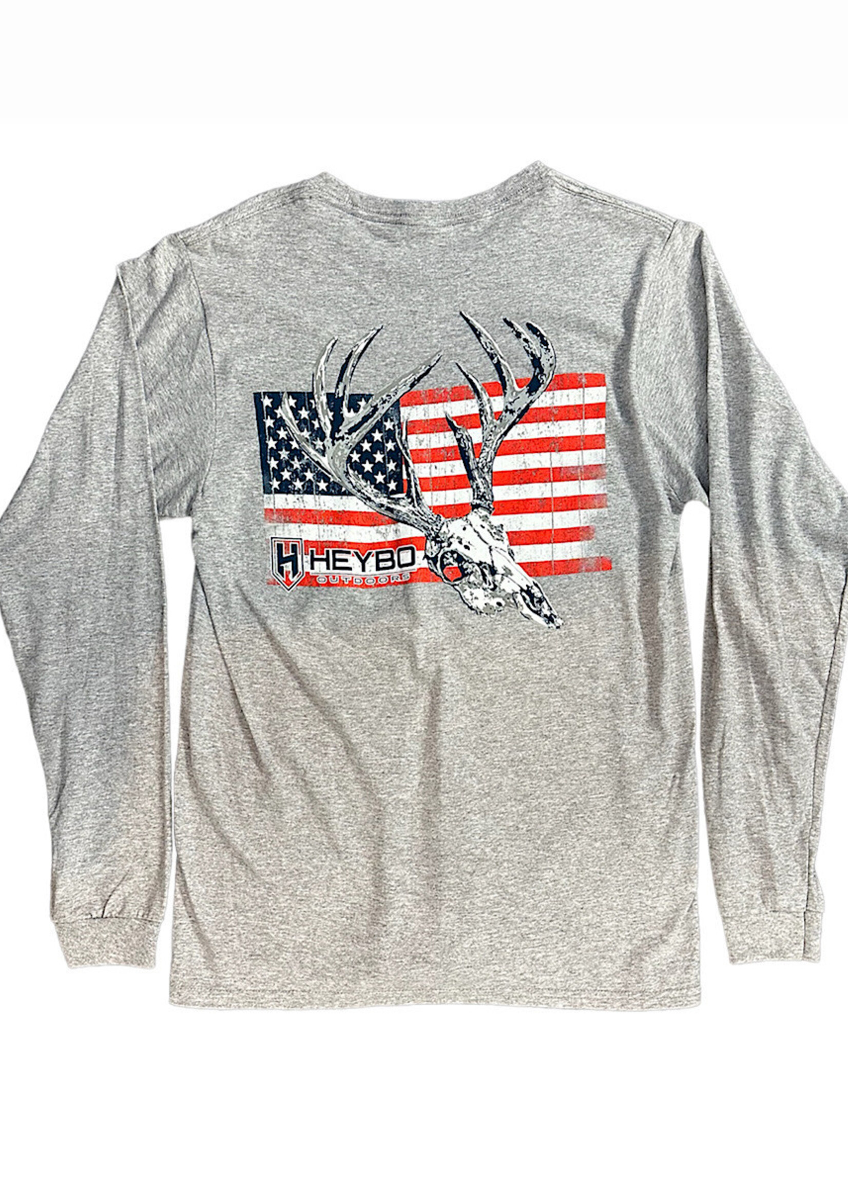 Heybo L/S Graphic Tee Deer Skull On Flag S