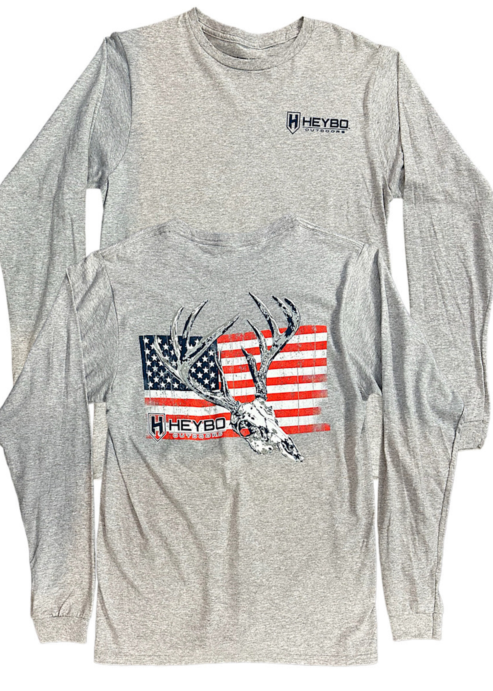 Heybo L/S Graphic Tee Deer Skull On Flag S