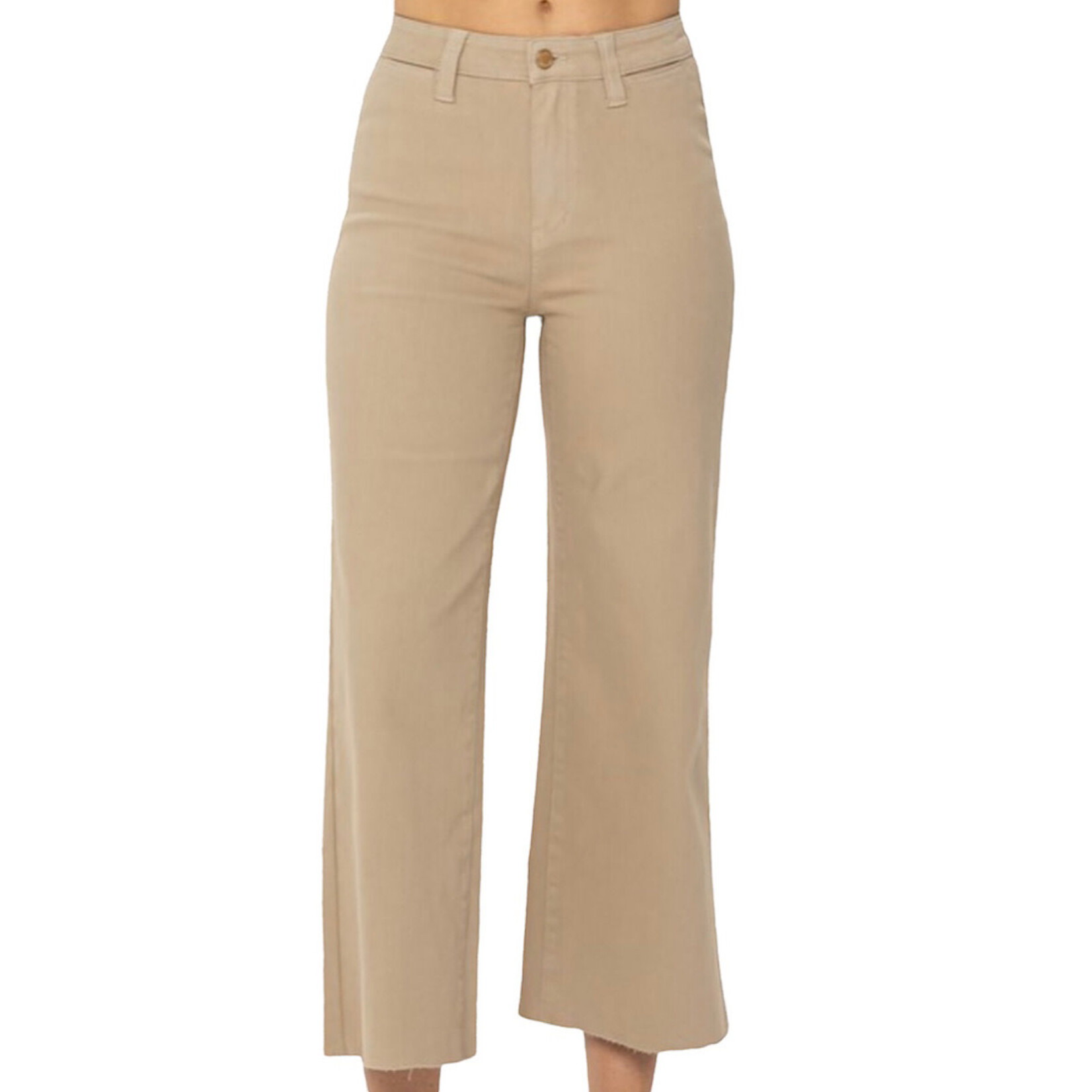 Judy Blue Khaki HW Garment Dyed Crop Wide Leg JB88638 - Main