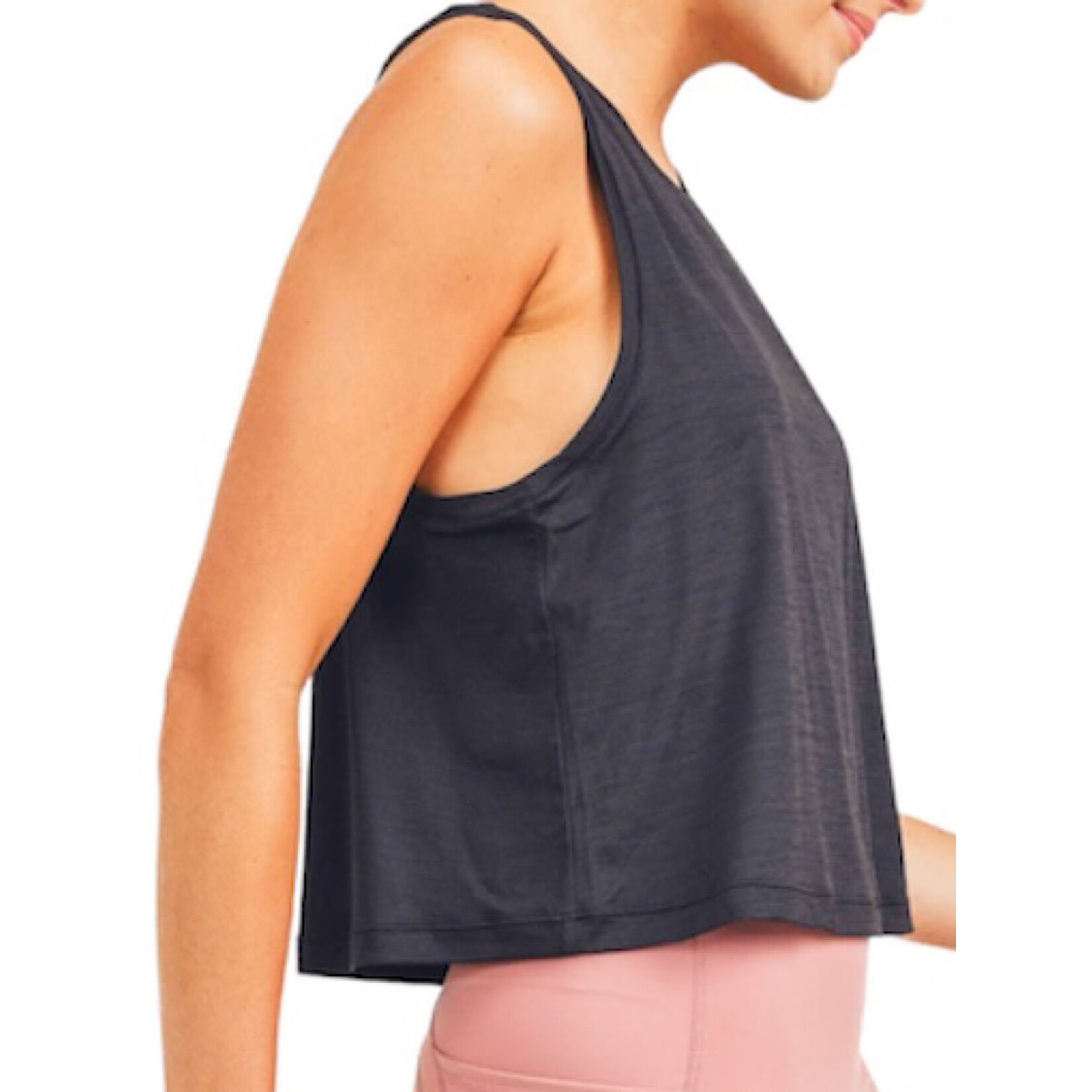 Black Racerback Flowy Cropped Tank Top