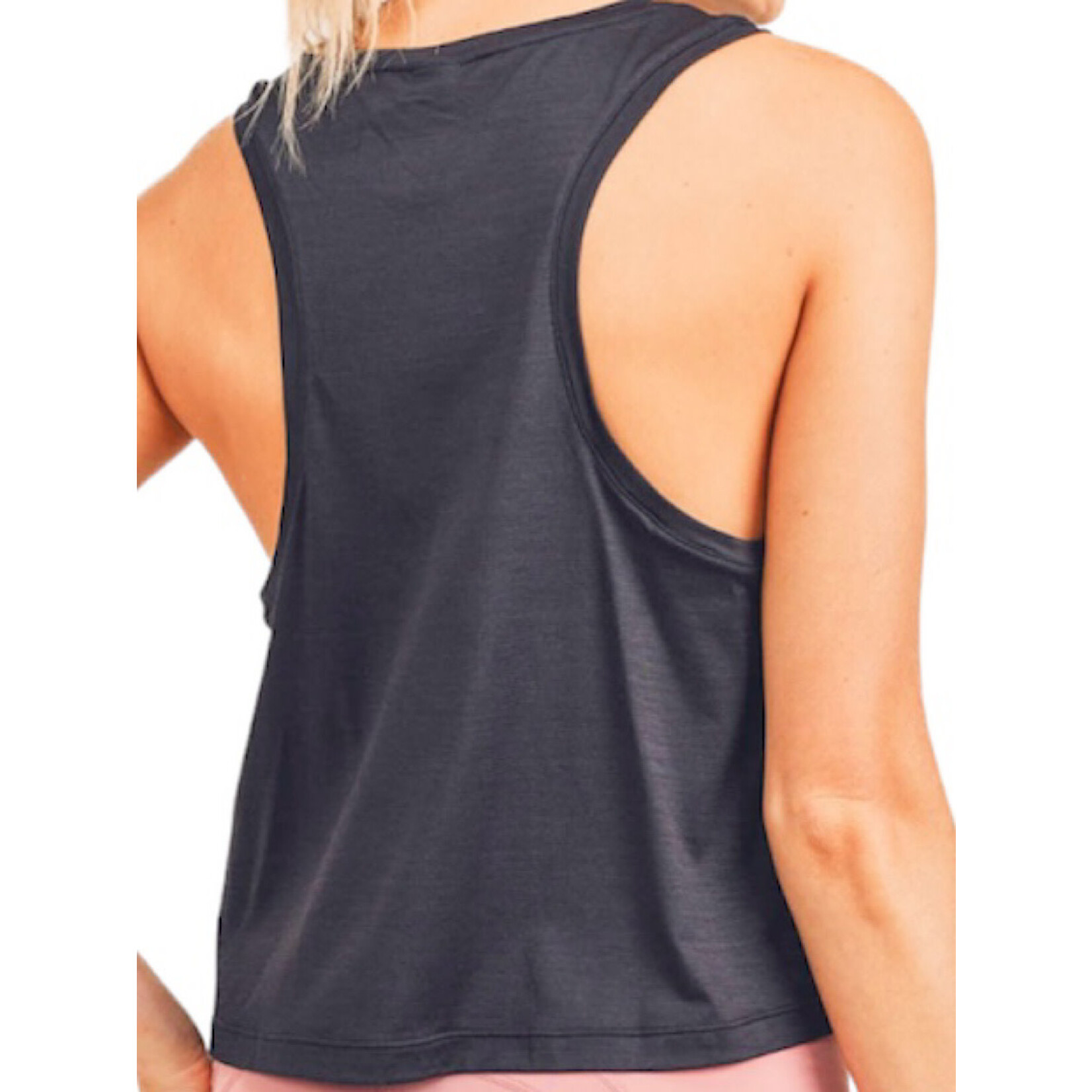Black Racerback Flowy Cropped Tank Top