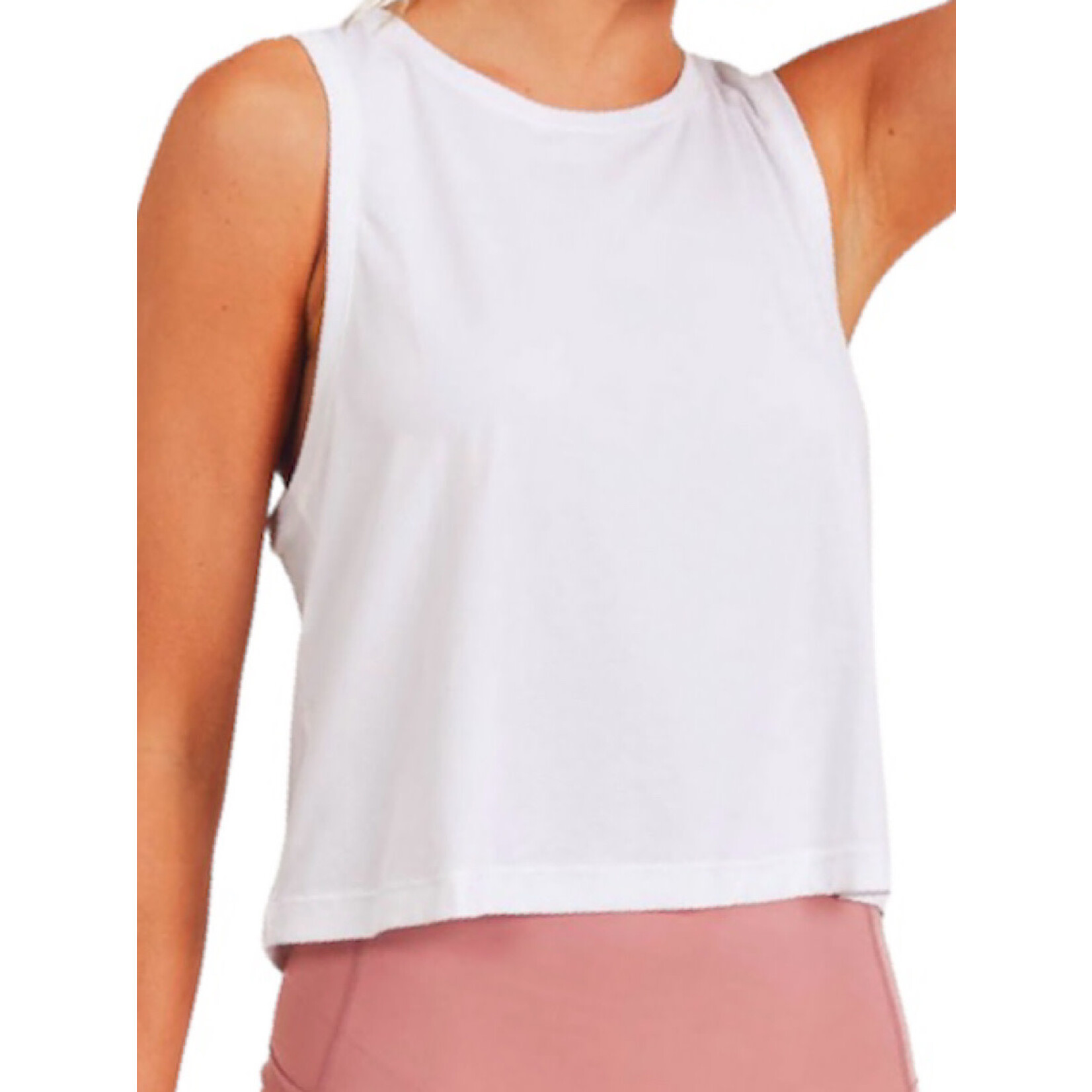 White Racerback Flowy Cropped Tank Top