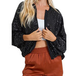 Black Sequin Bomber Jacket