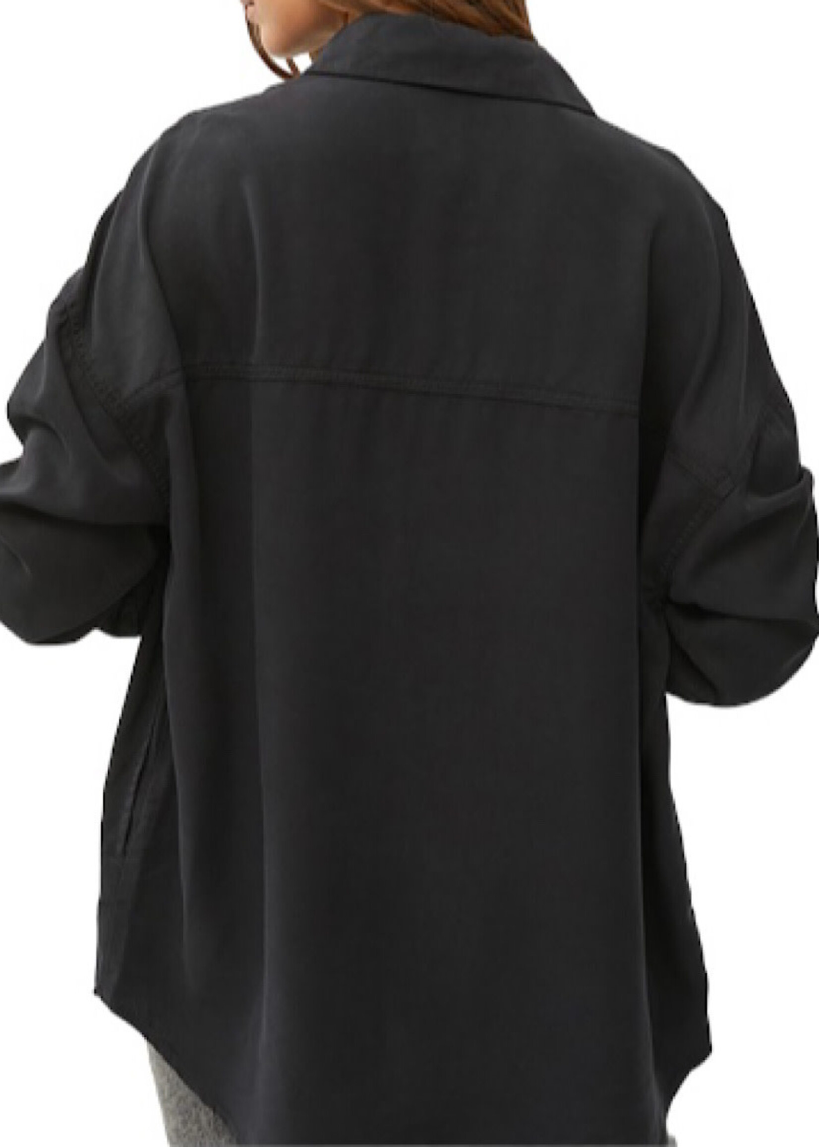 RISEN RDJ9136 Black Oversized Tencel Shirts