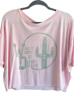 Whiskey Wishes Crop Oversized Tee Blush Pink