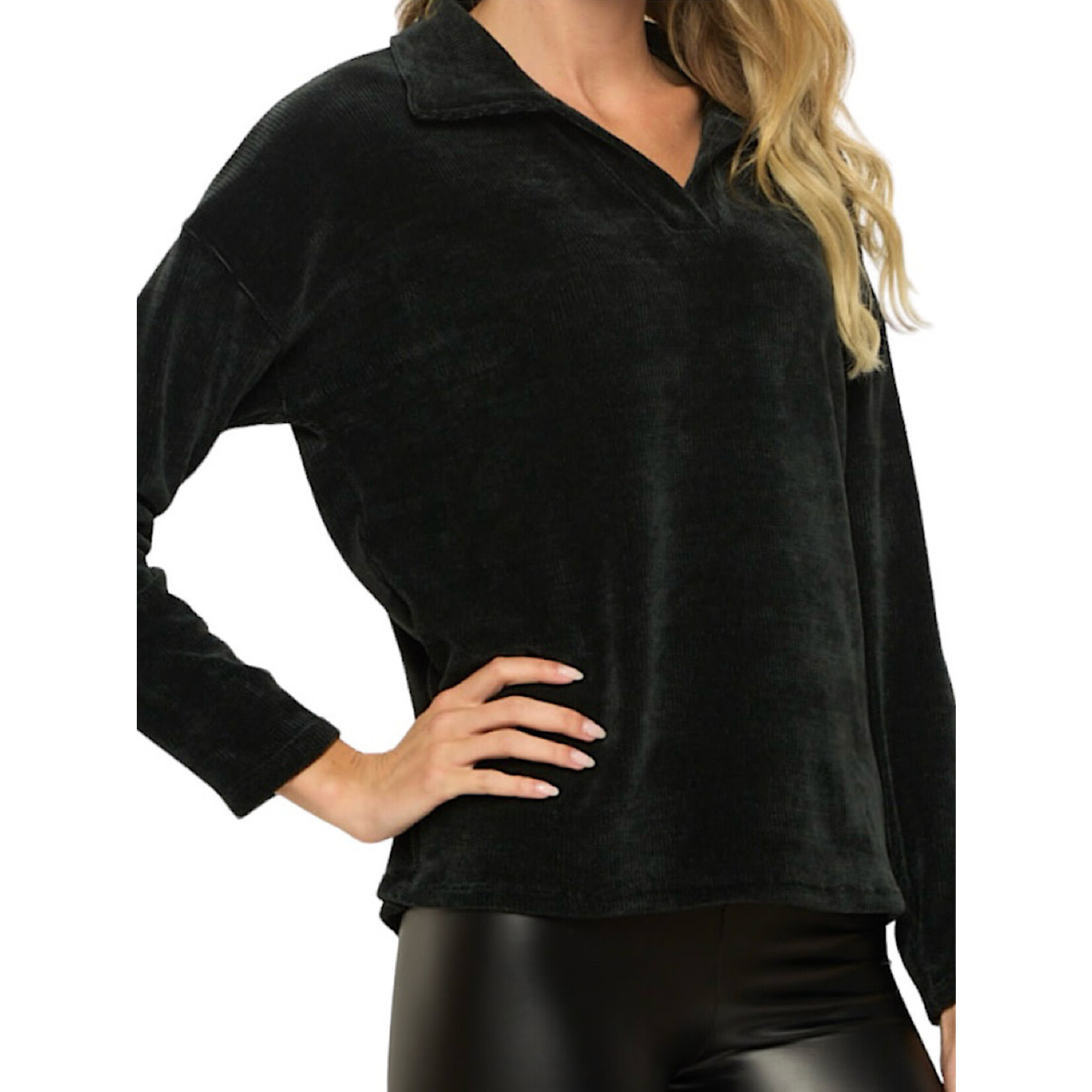 Black Long Sleeve Polo Shirt