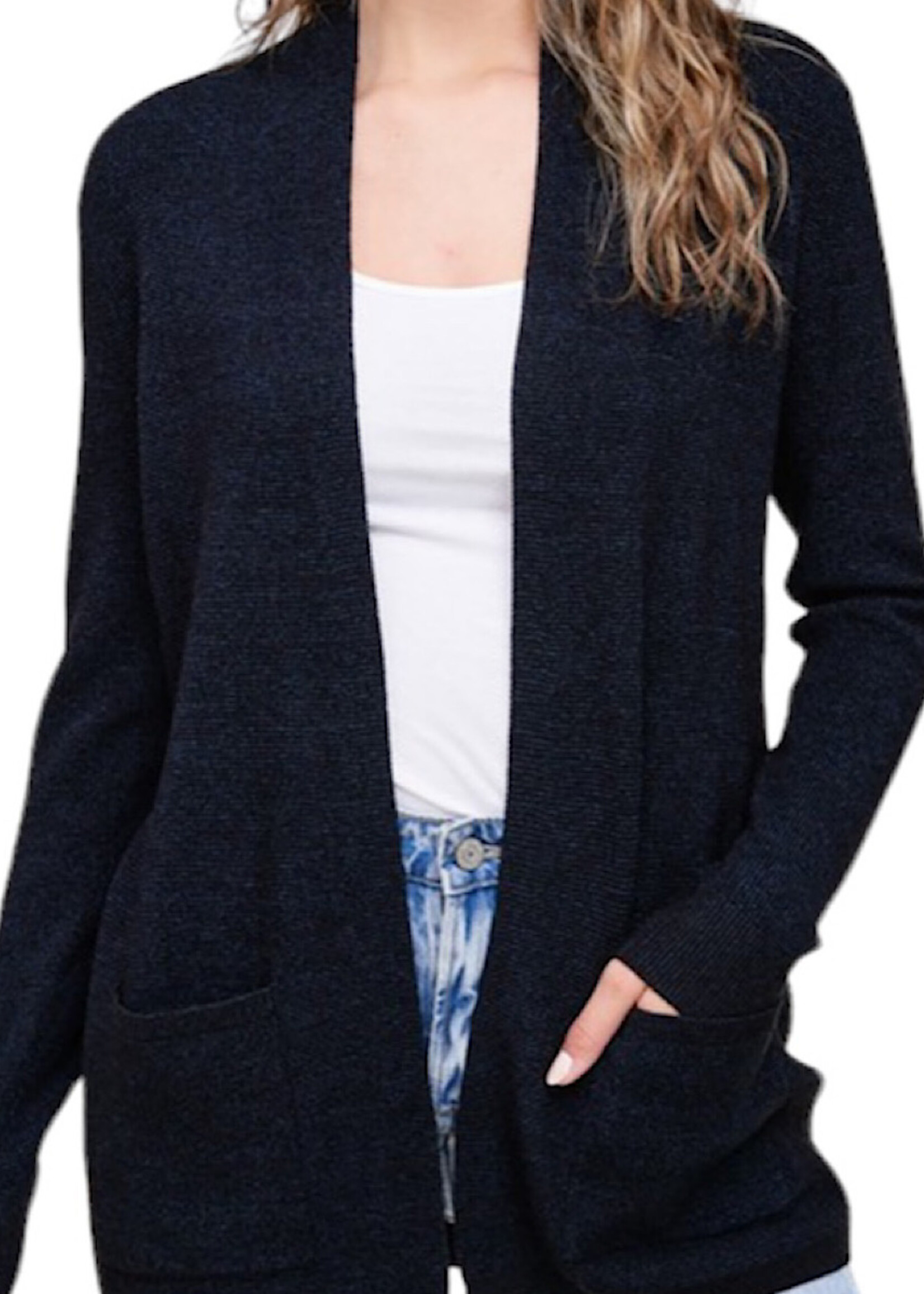 Waffle Textured Open Front Cardigan