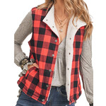 RISEN Red Buffalo Plaid Trucker Vest RDJ1129V
