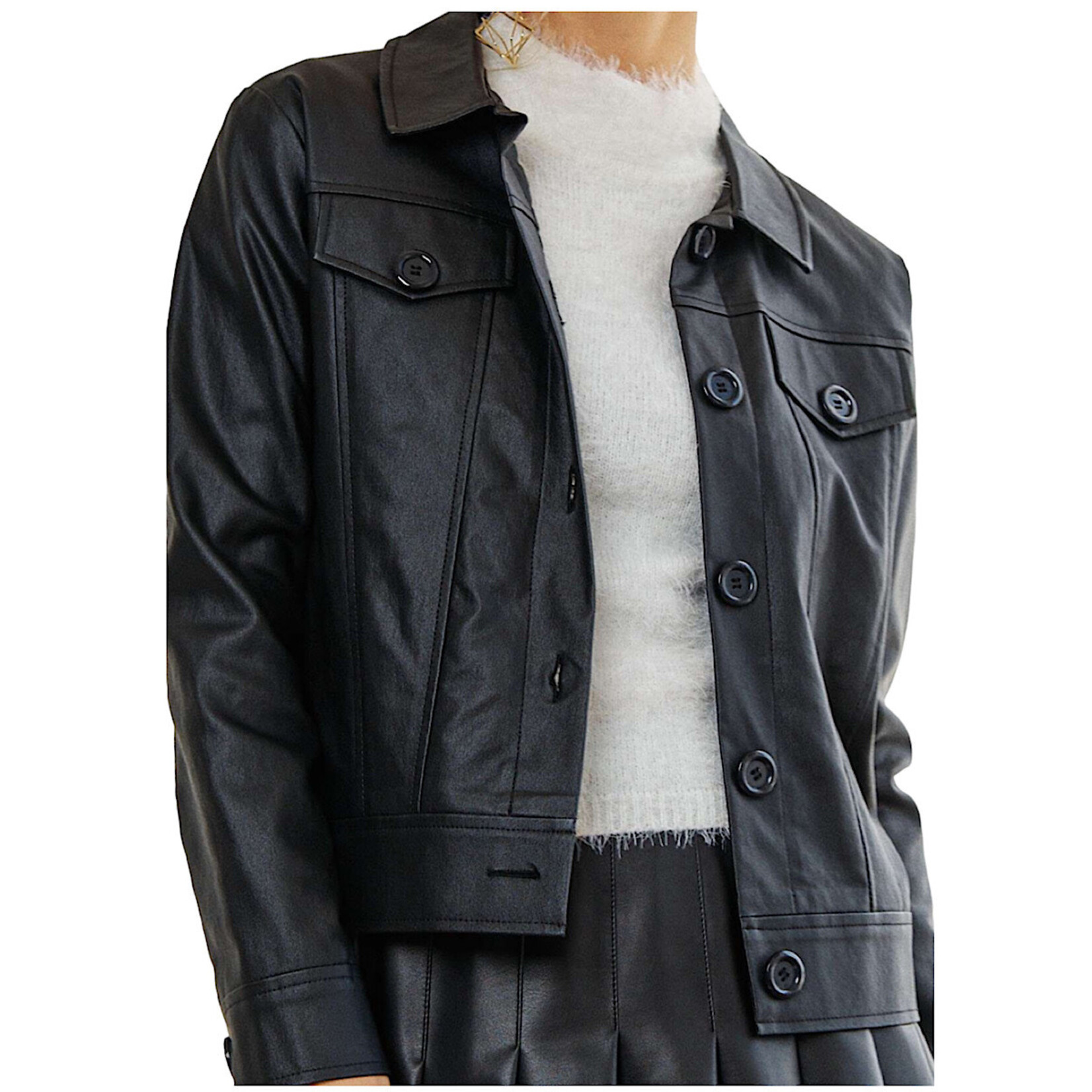 Black Chintzed Twill Jacket