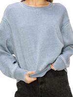 Gray Blue Mineral Wash Knit Top