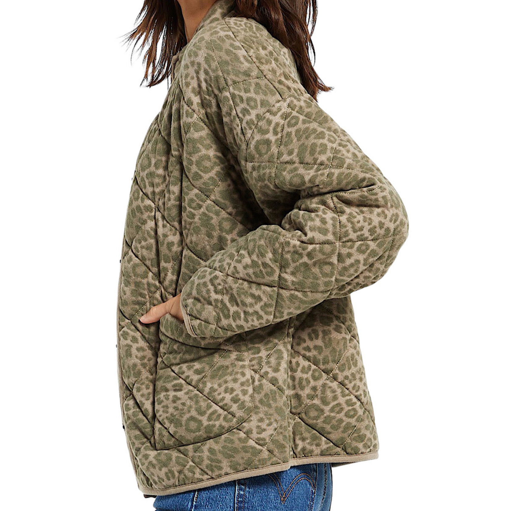 Z Supply Z Supply Dusty Olive Maya Leopard Jacket