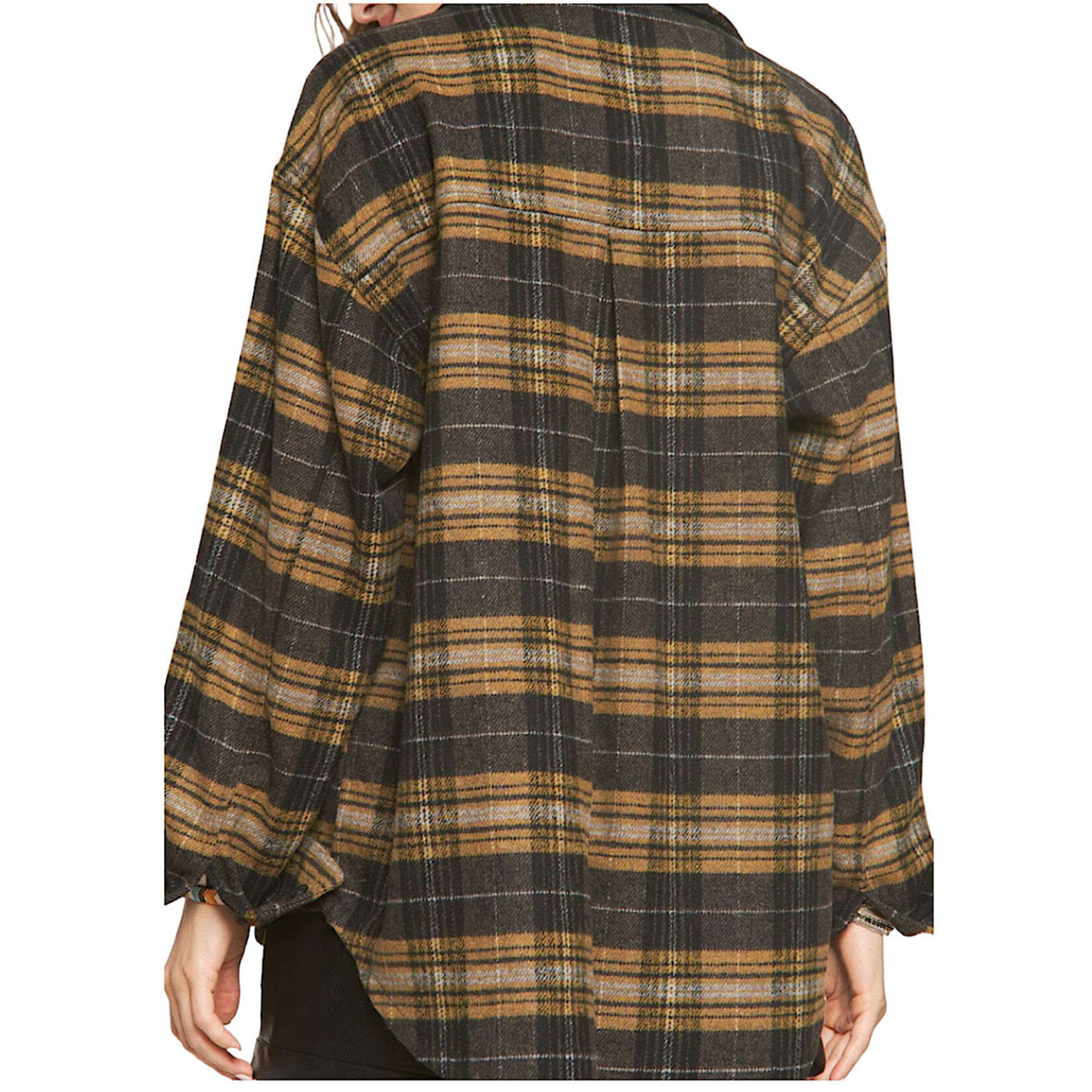 Mustard Button Down Plaid Shacket