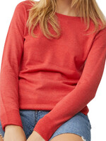 Red Round-Neck Raglan Sweater