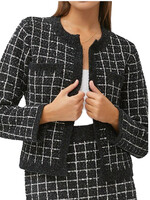 Black and White Cropped Sweater Jacket