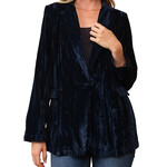 Indigo Crinkle Velvet Blazer