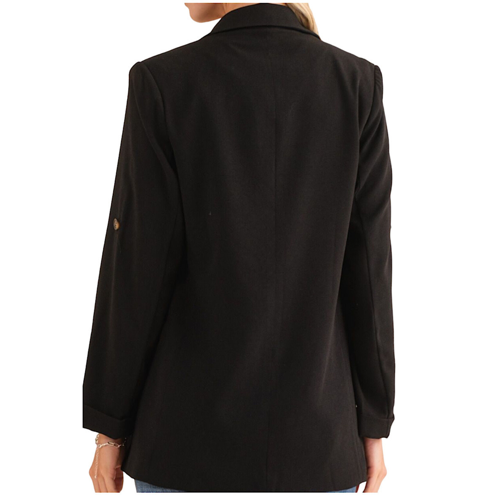 Black Blazer with Fold Up Sleeve Detail