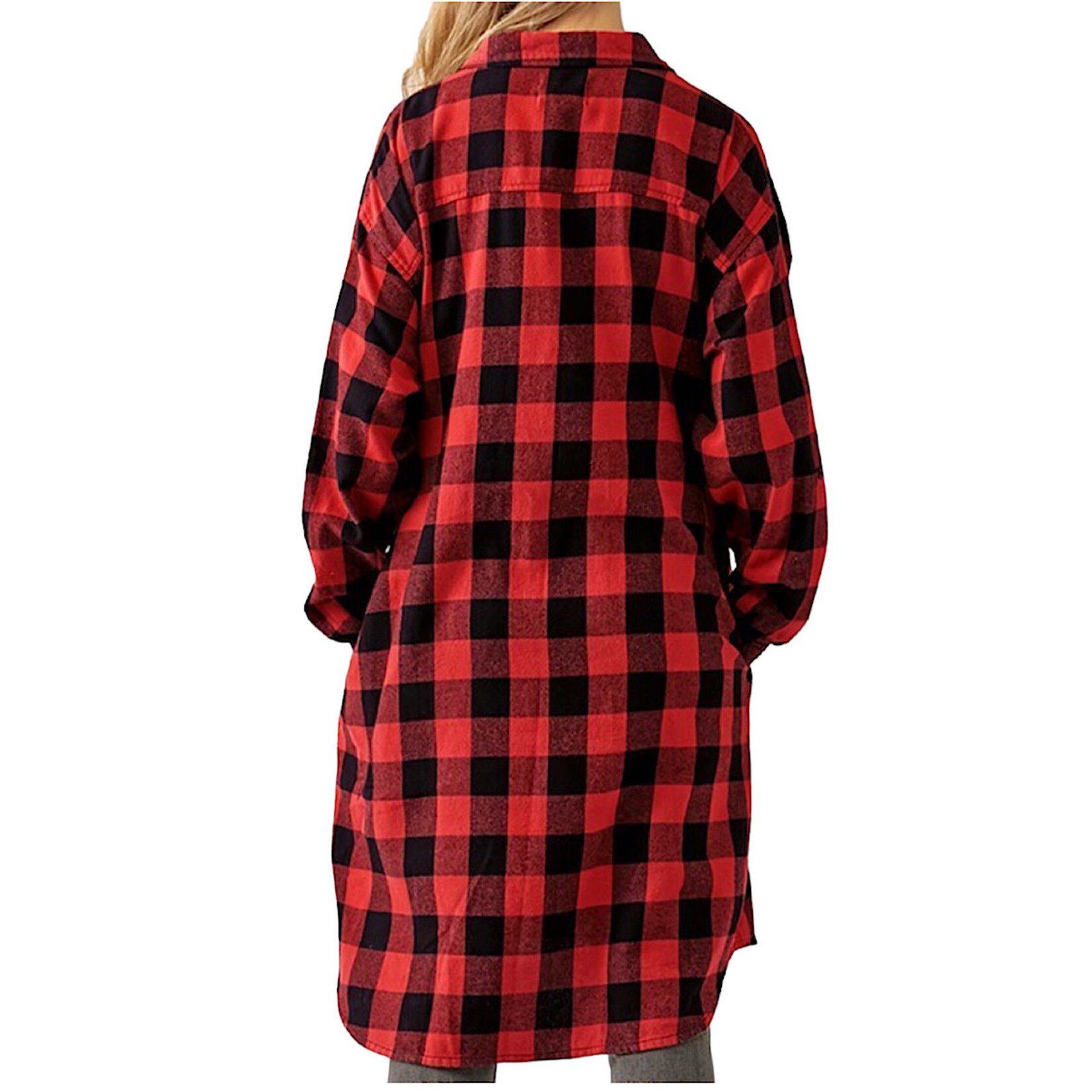 RISEN Red Buffalo Plaid Long Shirt Jacket RDJ2105