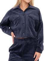 Dark Navy Brushed Corduroy Cropped Jacket