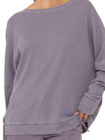 Grey Waffle Ribbed Round Neck Pullover