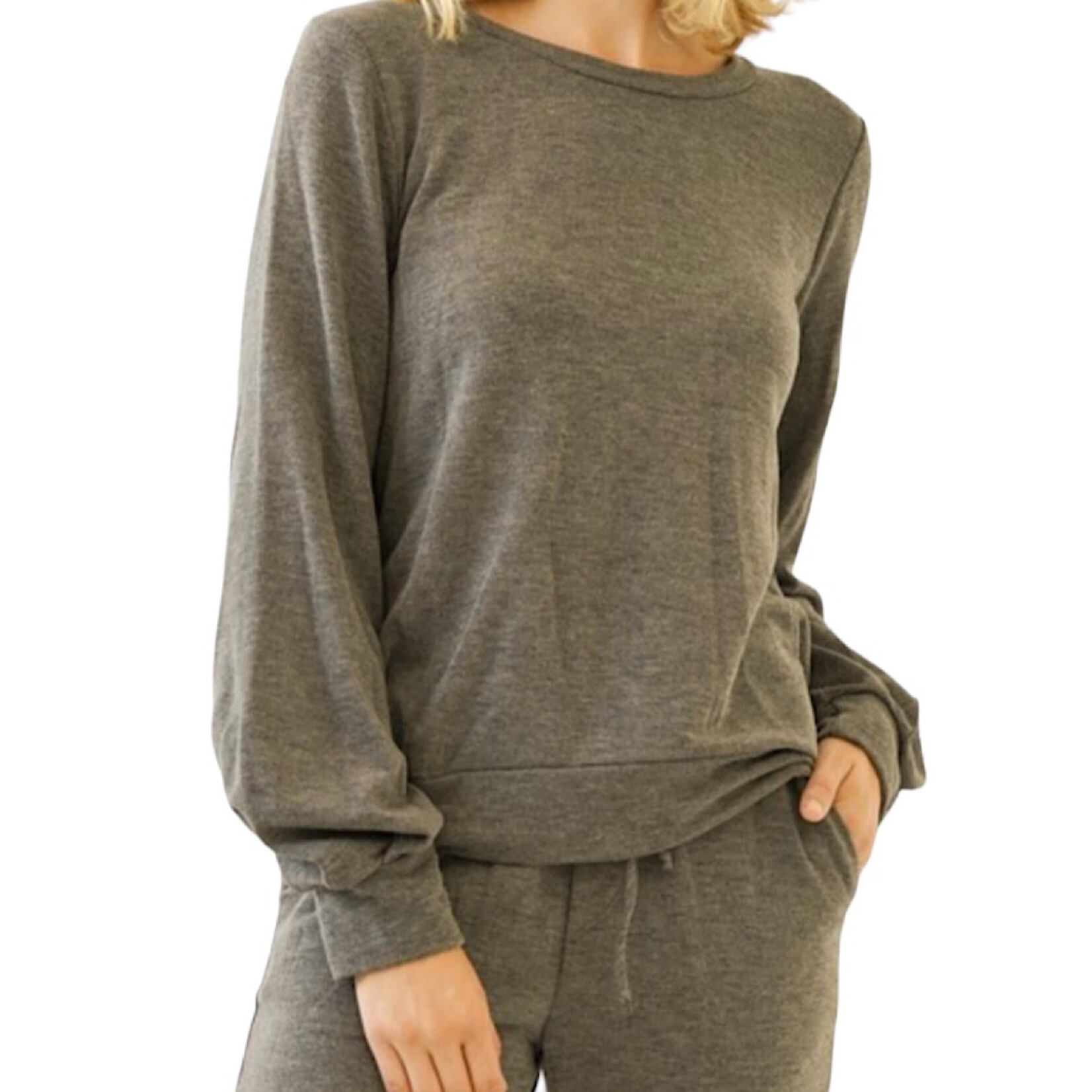 Charcoal Brushed Terry Pullover