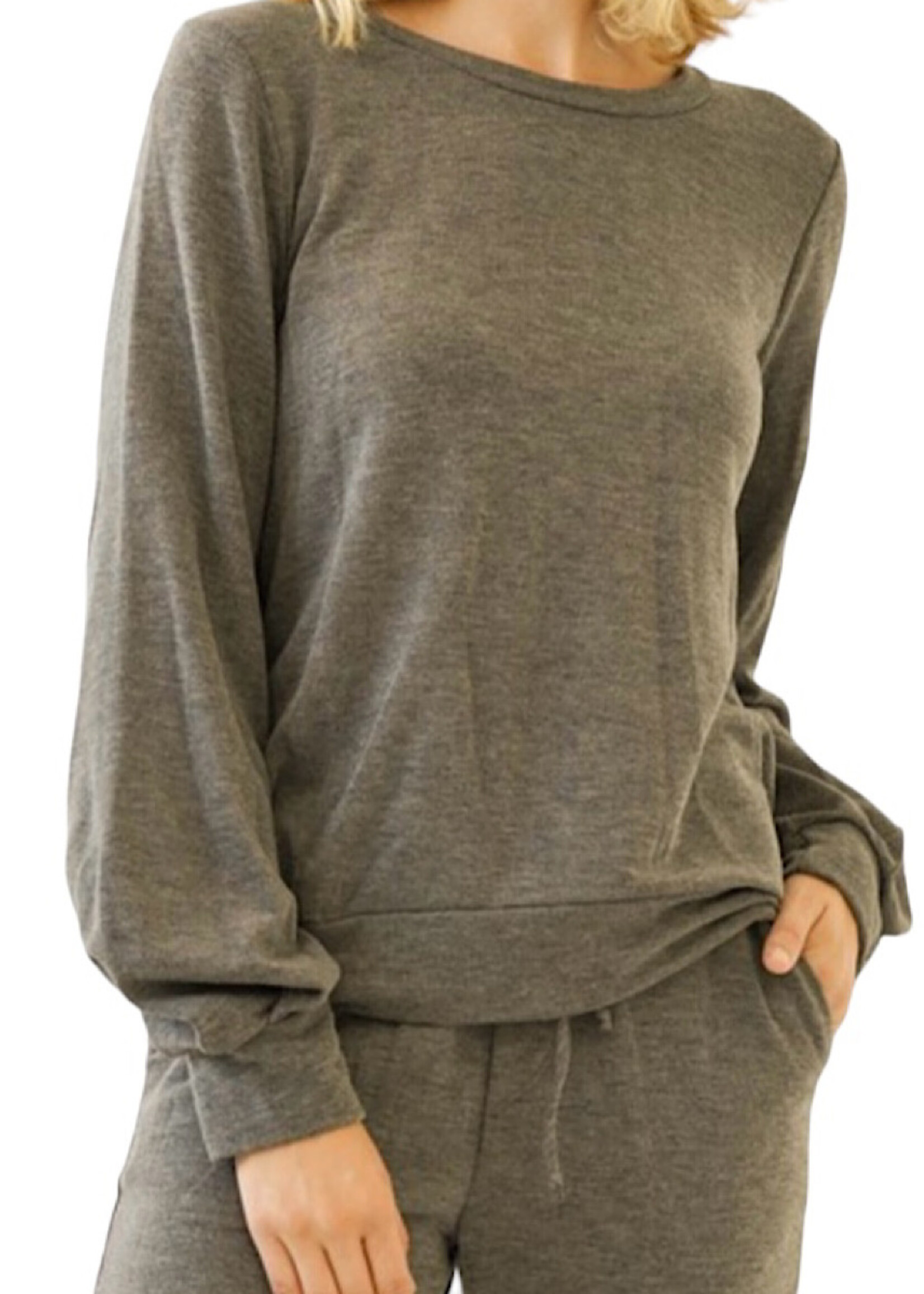 Charcoal Brushed Terry Pullover