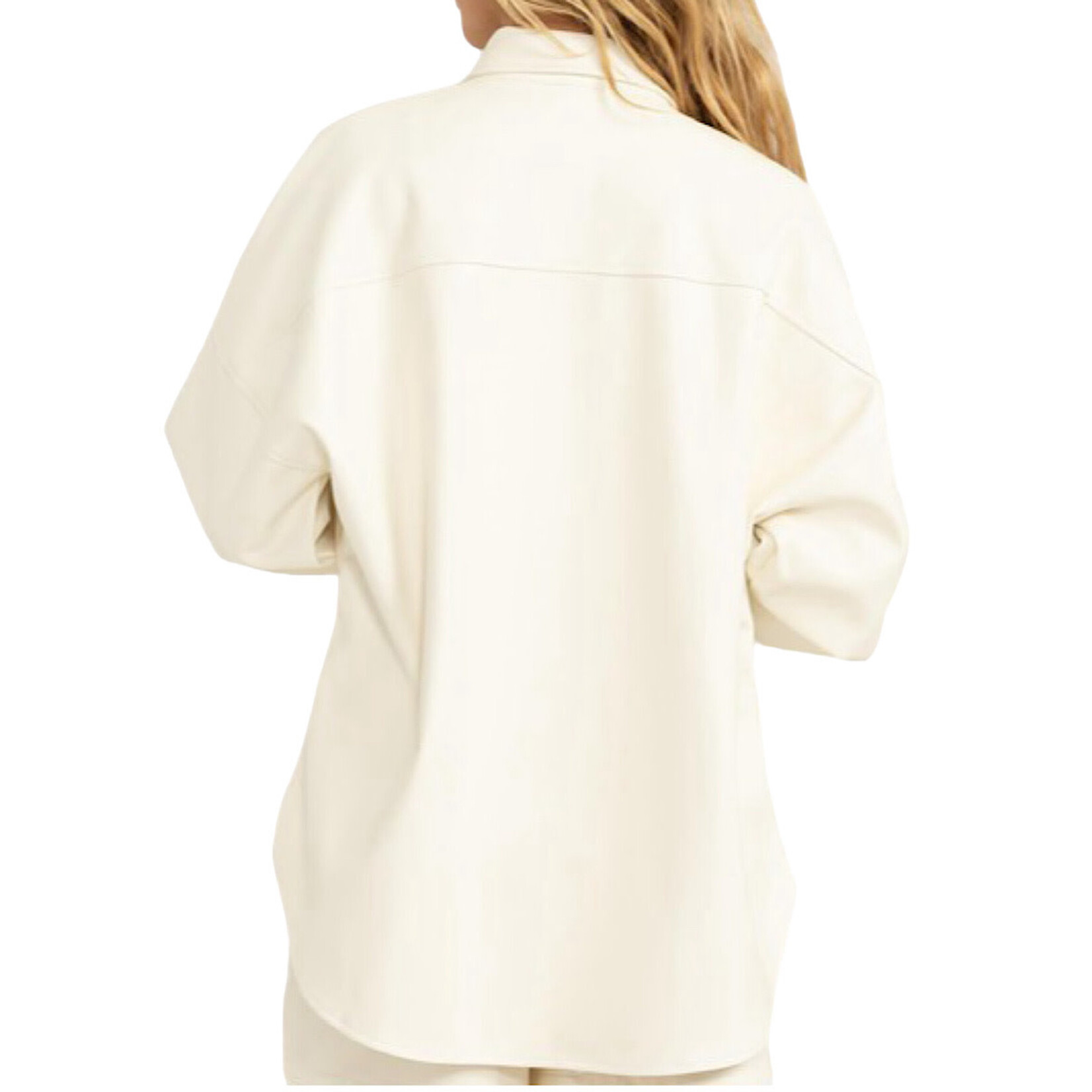 Cream Leather Oversize Shacket