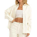 Cream Leather Oversize Shacket