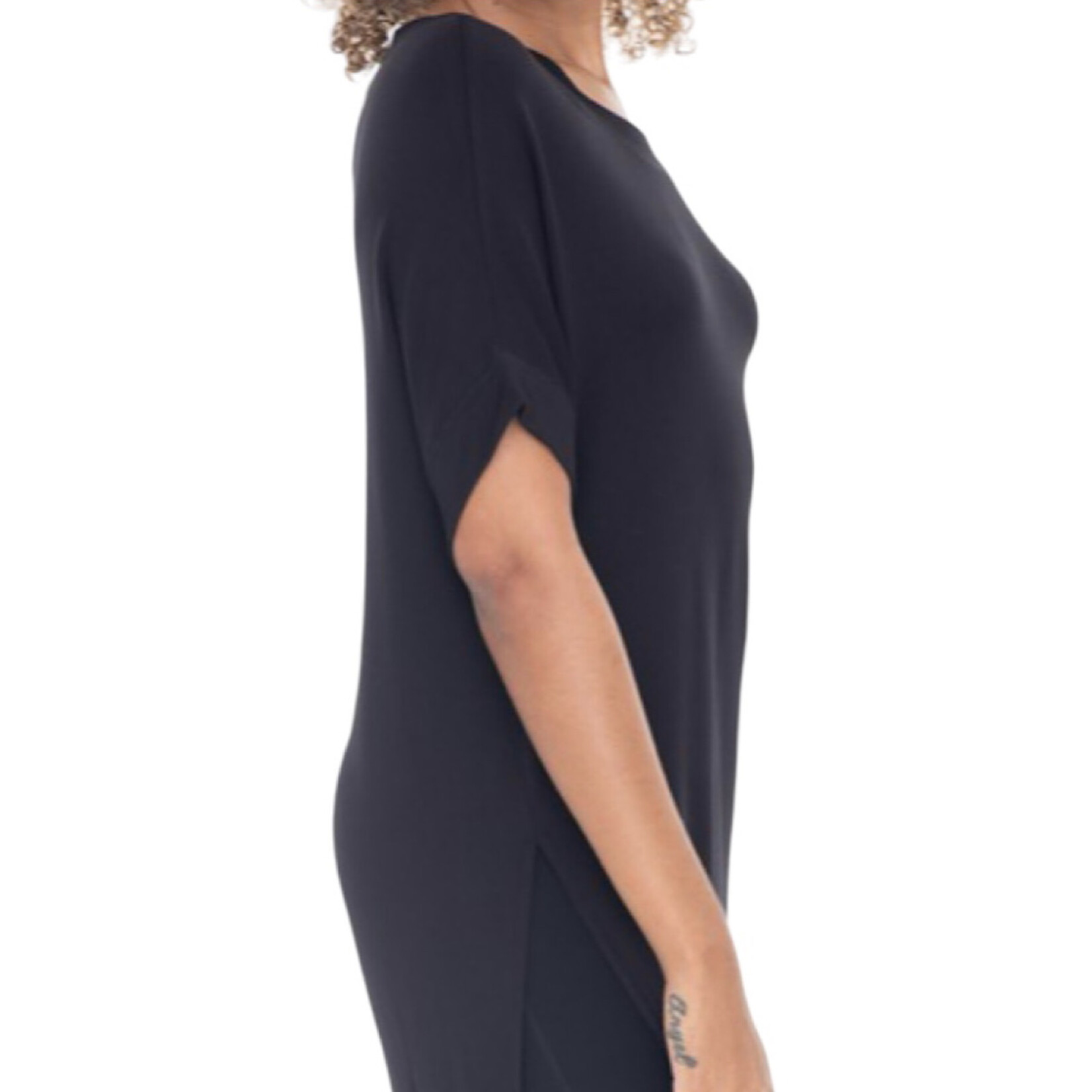 Black Dolman Sleeve Oversized Tunic Tee